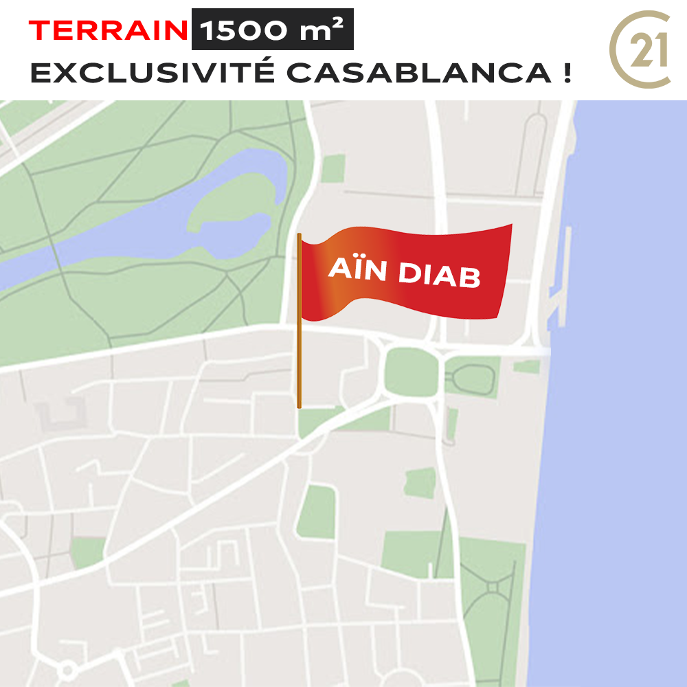 À vendre à Casablanca : terrain de 1692m2 avec Century21 Casa Immo
